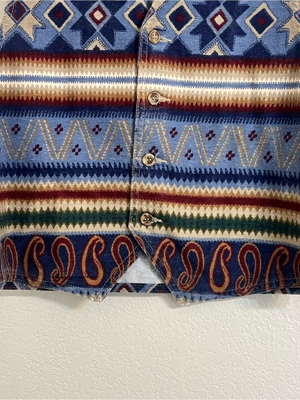 Vintage vest Southwestern Pattern Button Vest Boho western earthy equestrian - Picture 3 of 8